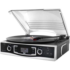Soundmaster Plattenspieler PL590SW mit USB, Riemenantrieb, halbautomatisch, mit Lautsprecher