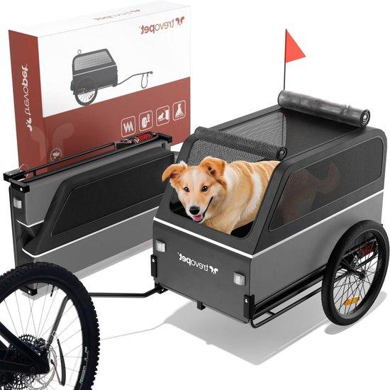 Hundefahrradanhänger XL - Hundetransportanhänger - Gemeinsam Radfahren - Gefederte Fahrt - Bis zu 45 kg - Grau