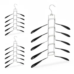 Relaxdays Mehrlagiger Kleiderbügel 3er Set, 5 Bügel pro Aufhängung, Oberbekleidung, platzsparend und rutschfest, schwarz