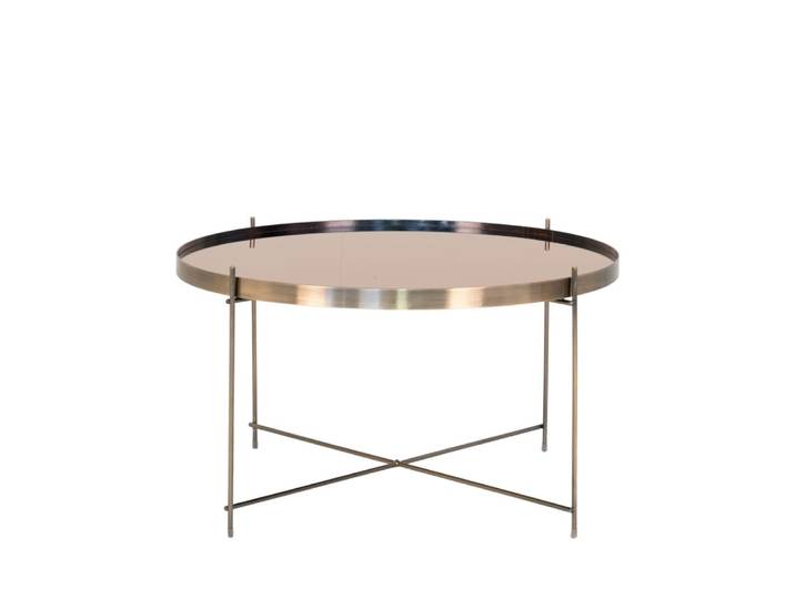 Table basse en verre et métal ø70xh40cm - laiton
