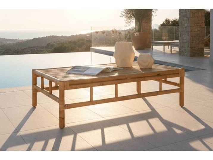 Garten Couchtisch Zypern - Aus Rattan und Bambus in Natur-Optik - Natur - Luxusbetten24