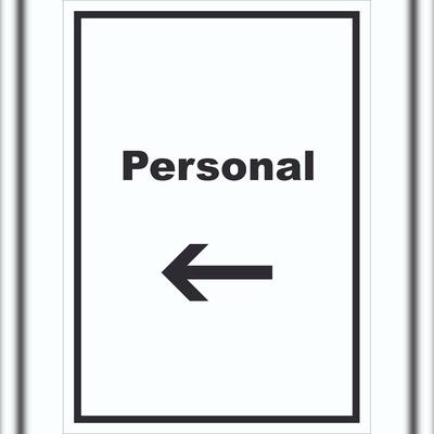 HB-Druck Personal Schild mit Text und Richtungspfeil links hochkant A2 (420x594mm)