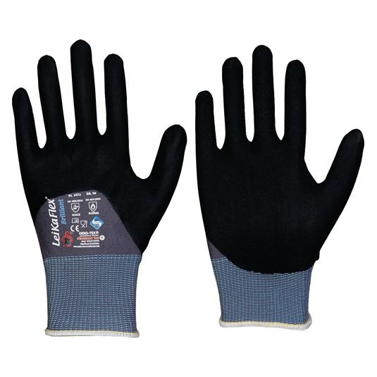 Leipold Handschuhe LeikaFlex Brilliant Grösse 8 grau/schwarz PSA-Kategorie II (8) (1472-8)