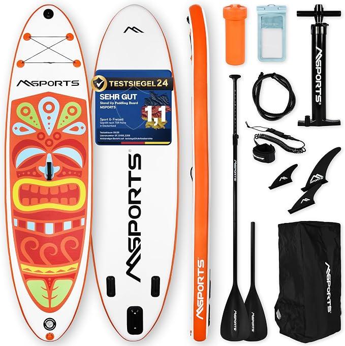 - Stand Up Paddling Board - Aufblasbar Komplettes Paddleboard Zubehör Verstellbares Paddel, hochwertige Pumpe + 2X Paddelstock + wasserdichte Smartphone Tasche + Multifunktionstasche