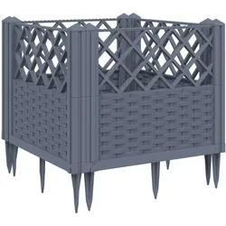 Helloshop26 - Hochbeet für Pflanzen Blumen Terrasse Garten mit Stäben 43,5 x 43,5 x 43,5 cm PP grau 02_0038202