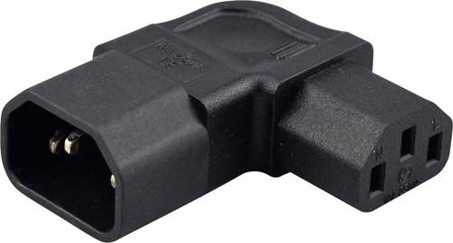 TRU COMPONENTS Adapter Kaltgeräte-Stecker C14 - Kaltgeräte-Buchse C13 Gesamtpolzahl: 3 Schwarz 1St.