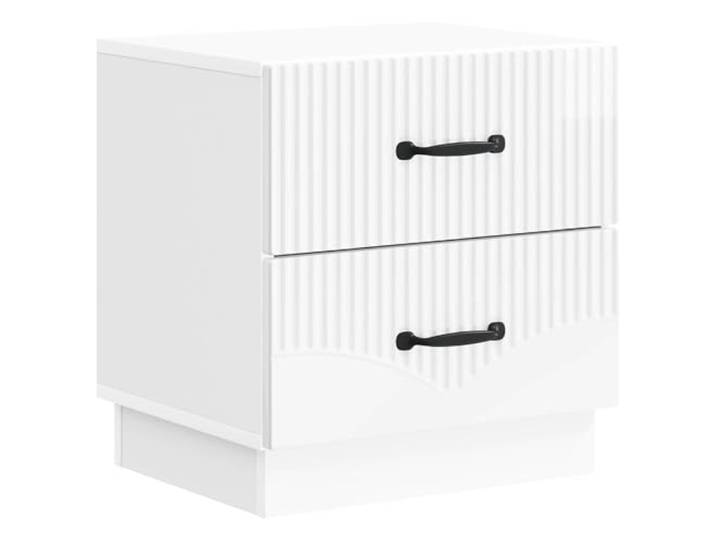 KDVXBCQJH Nachttisch Hochglanz Weiß 43x34,5x44,5 cm mit 2 Schubladen Kompakte Nachtkonsole für das Schlafzimmer mit zwei geräumigen Schubladen für Utensilien und ebener Ablagefläche.