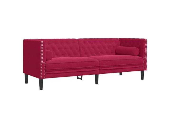 vidaXL Chesterfield-Sofa mit Nackenrollen 3-Sitzer Weinrot Samt