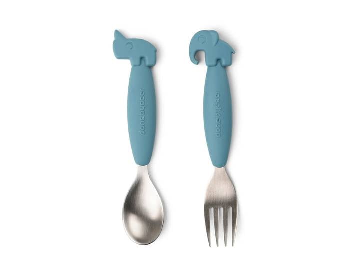 Done by deer Set de couverts Easy-grip Deer Friends 2 pièces Bleu