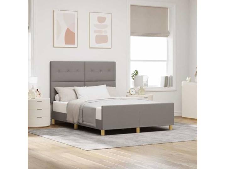 RJPLMFV Bettgestell, Stoff, Taupe, 160 x 200 cm Mit Kopfteil, Lattenrost inklusive, langlebig, modern