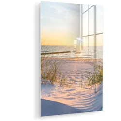 ACRYLGLASBILD Strand - Sonne - Düne - Gras - Sand - Horizont 80x120 cm