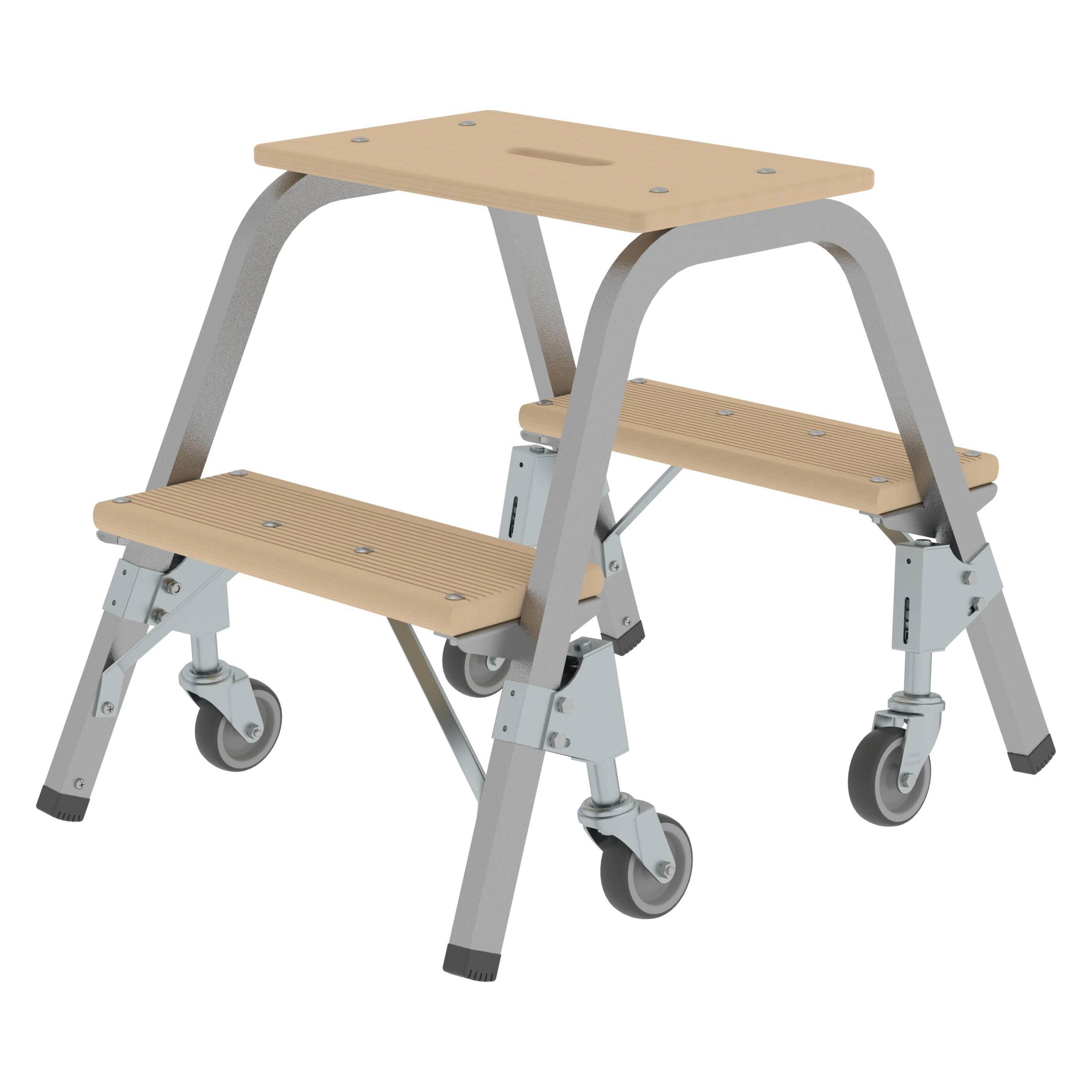 Munk Stahl-Holz-Tritt mit Lenkrollen 2x2 Stufen (Gerüst, 62 cm) (228733)