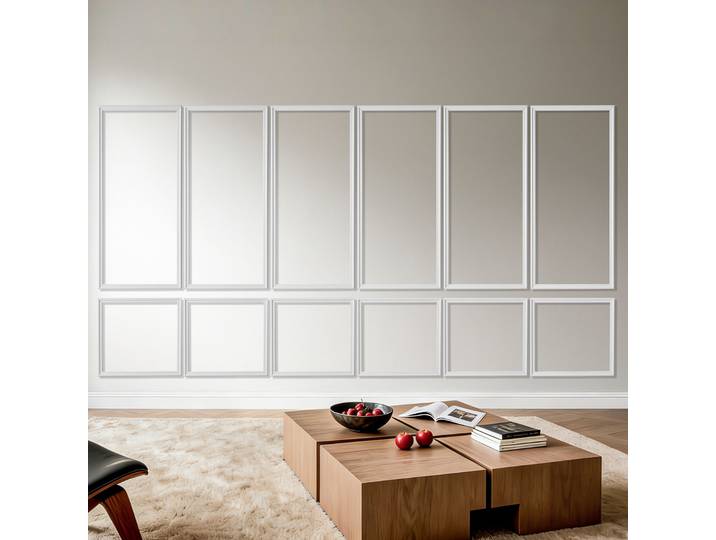 Vevor Kit Moulure Murale Predecoupee 6 Lots Cadres Moulure Murale Large 61x137 Cm 61x61 Cm Pour Decor Interieure Mur Deaccent Salon Chambre\, Pret A Poser\, Polystyrene Leger A Peindre\, Etanche\, Blanc