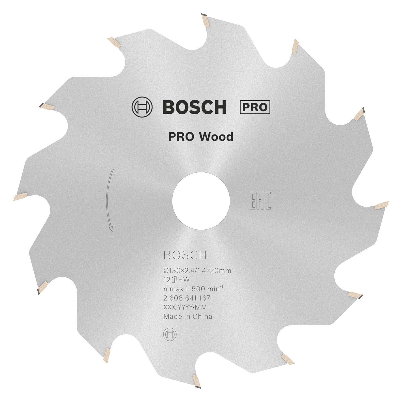 Bosch Professional Zubehör PRO Wood Kreissägeblatt, 130 x 2.4 x 20 mm (2608641167)