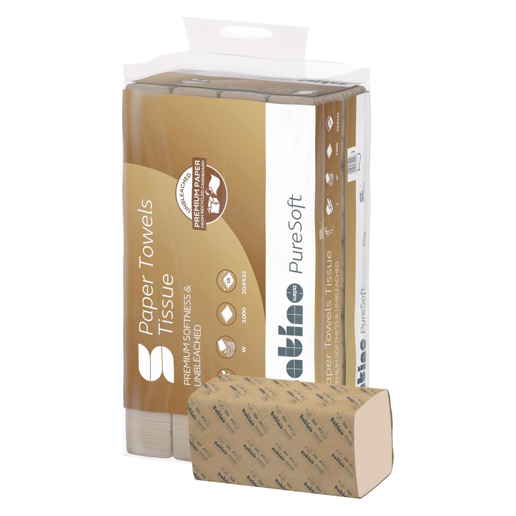 Satino by Wepa Papierhandtuch 2lagig W-Falz 24x32cm Recycling beige 3.000 Blatt (1x) (277560)