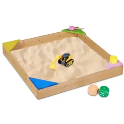 Relaxdays Sandkasten mit Ecksitzen Gelb,Grün,Hellbraun