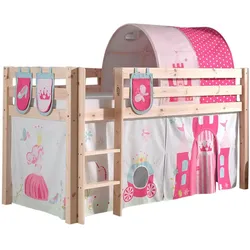 KINDERBETT Karolina 210x114x106 Massivholz Natur Textilset Princess 4