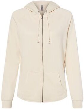 Independent Trading Co. PRM2500Z Women's California Wave Wash Full-Zip Hooded Sweatshirt in Bone size Medium   Ringspun Cotton