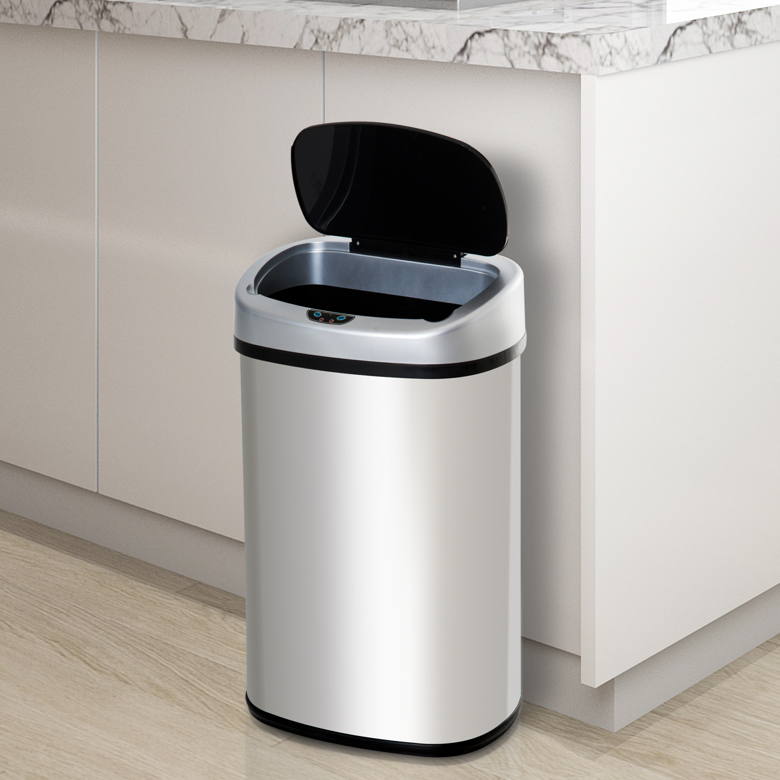 Homcom bidone infrarossi cestino infrarossi pattumiera infrarossi cestino  pattumiera  Argento, nero 40.9 × 28.9 × 64.3cm
