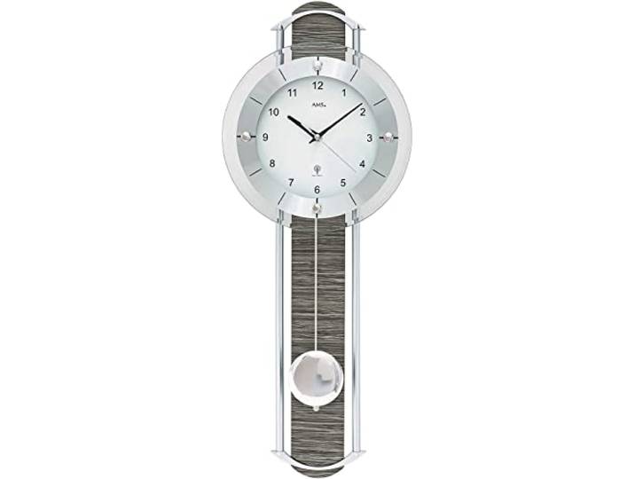 AMS 5304 Wanduhr Design 24 cm x 60 cm x 6 cm Analog Weiß mit Arabischen Ziffern Glas Metall
