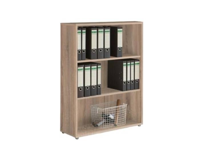 Büromöbel Arbeitszimmer Komplett Office Edition mit Schrankwand Rollcontainer Schreibtisch als Set oder einzeln in Sonoma Eiche/Weiss Matt (Regal Niedrig Breit)
