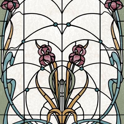 "Veer Decor Floral Stained Glass Wallpaper - Roll 20.86""x33ft"