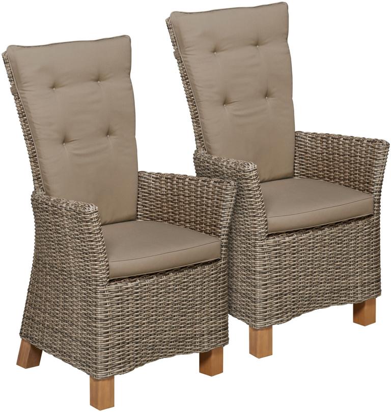 MERXXHANDELS Toskana Hochlehner 2er Set Alu/Kunststoffgeflecht/Akazie 09234571
