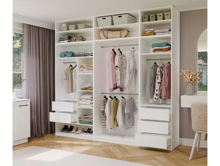 Raumhirsch Furniture Kleiderschrank Kleiderschrank, Garderobensystem, Schranksystem, Garderobe (Maße 60 x 50 x 200 (H) cm, 1 Kleiderstange, 3 Schubladen) Modulschrank, 16 mm Plattenstärke