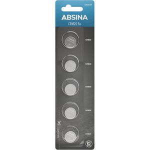 Absina Knopfzelle CR1620, 70 mAh, Lithium, 5 Stück