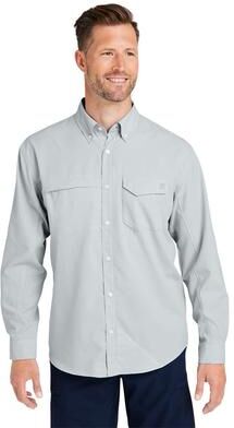 HUK H150172 Athletic Men's Tide Point Pocket Fishing Shirt in Harbor Mist size Large   Polyester