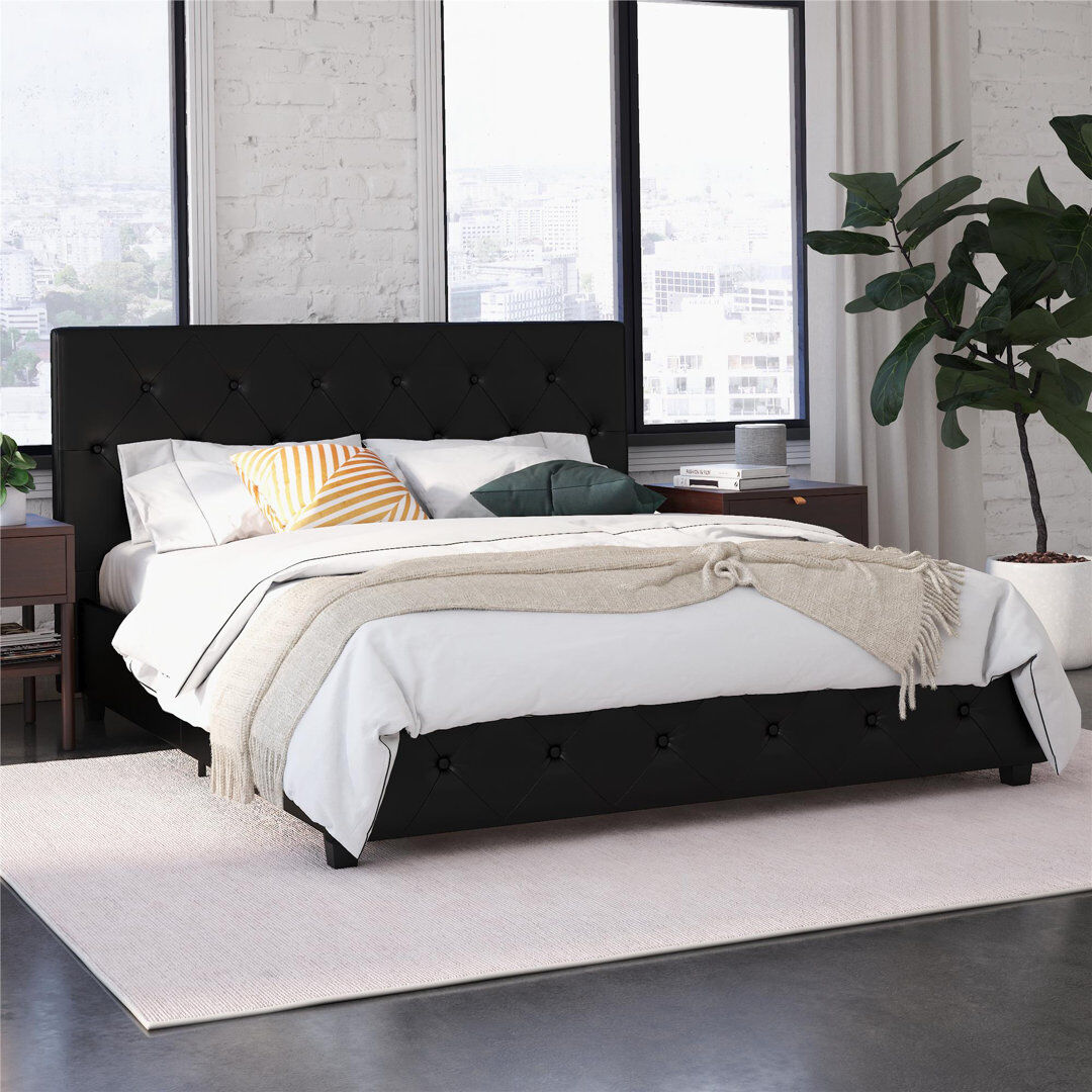 Blue Elephant Upholstered Faux Leather Drawers Bed Black Kingsize (5')