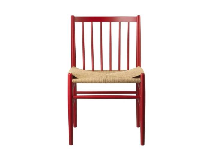 FDB Møbler J80 Stuhl Ruby red beech-paper cord