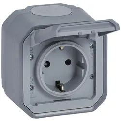 Legrand 069733L Plexo New FRAP Schutzkontakt-Steckdose, Schraubklemmen (SK) EB, IP44, IK08, Grau