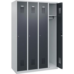 CP-Möbel Spind Basis PLUS, anthrazit, 4 Abteile, mit Zylinderschloss, 120 x 185 cm