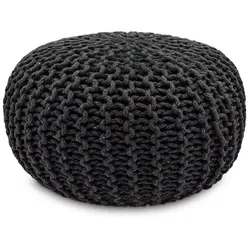 Amagohome Sitzpouf Strickhocker Pouf Ø45 H30cm Bodenkissen Indoor Baumwolle nachhaltig recycelt : steingrau