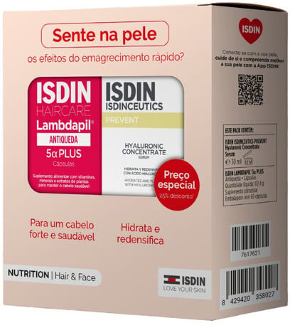 ISDIN Pack Nutrition Hair & Face Lambdapil 5a Plus 60 Cáps + Hyaluronic Concentrate Sérum 30ml