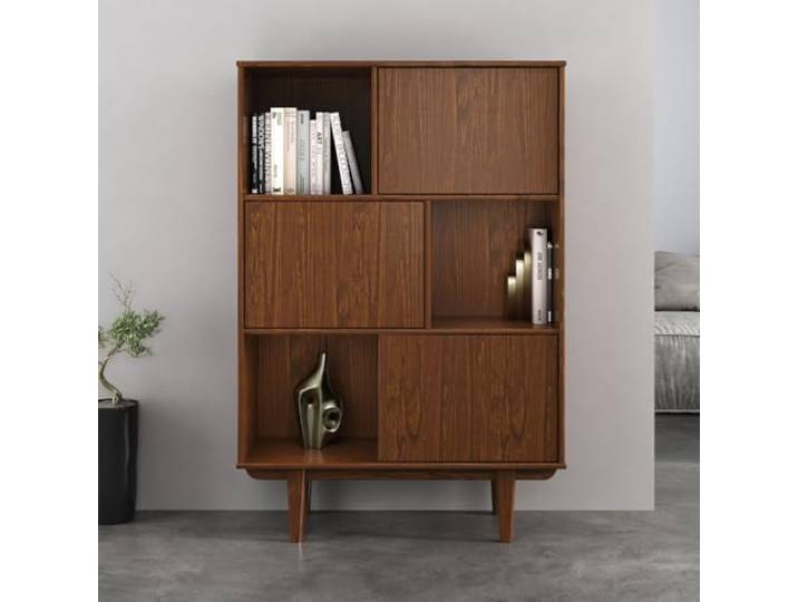 IDIMEX Highboard Simona mit 3 Türen, Kastanie Farben – Wohnzimmer Kommode mit Regal und Türen für geschlossenen Stauraum Vintage Highboard Wohnzimmerschrank Modern Retro Schrank Design