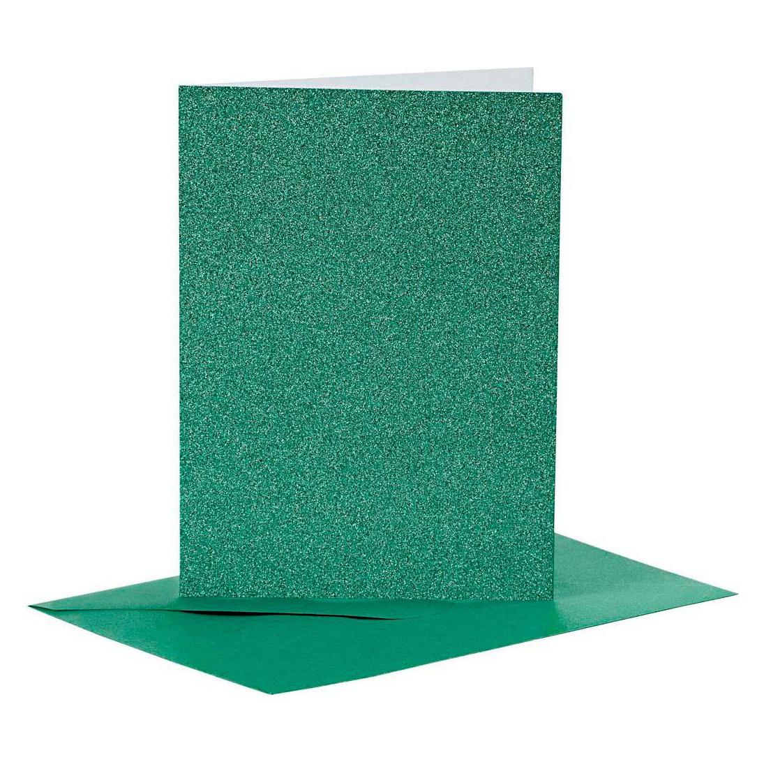 Creativ Company Karten und Umschläge 10,5 x 15 cm Glitzergrün - 4 Stück. (4 Stk.) (5712854130585)