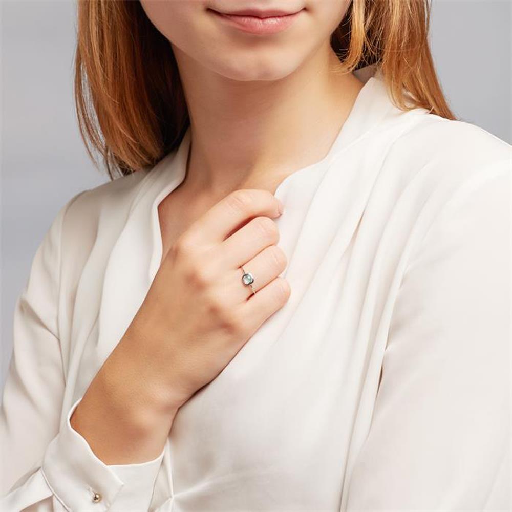 Unique 14K Weißgoldring für Damen mit Blautopas silber