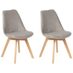 ESSZIMMERSTUHL 2er-Set Samtstoff Beige Dakota