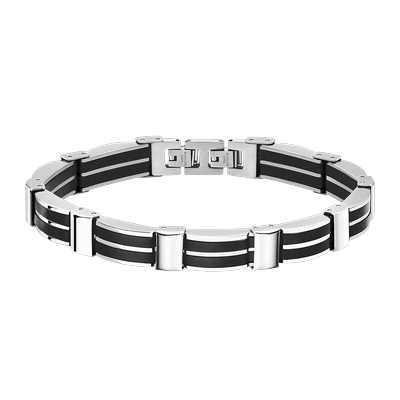 Armband LOTUS "Temptation Game", schwarz (schwarz, edelstahlfarben), Armbänder, Herren, 21,5cm, Edelstahl, Armband