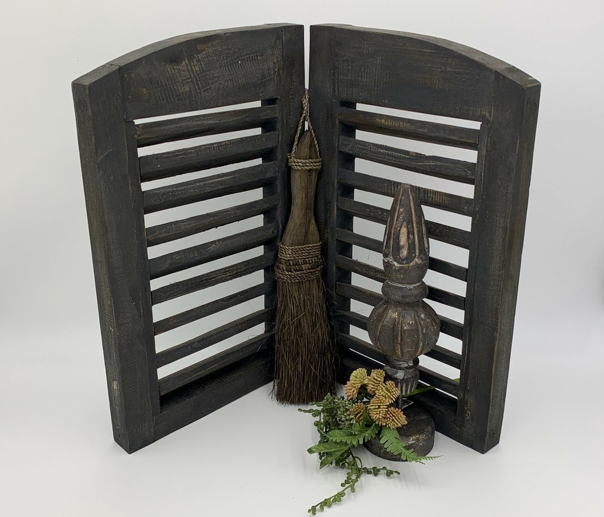 Home Sweet Home 2-luik Louvre shutters antiek zwart/bruin 40 x 44 cm