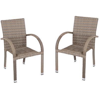 Stapelstuhl GARDEN PLEASURE "MODESTO", beige (sand, sand, sand), B:57cm H:90cm T:64cm, Kunststoff, Stühle, Stapelstuhl, 2er Set, auch für die Gastronomie geeignet