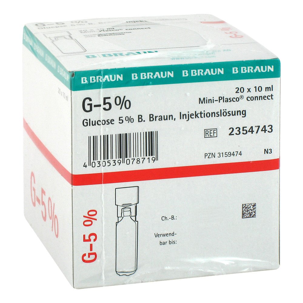 B. Braun Melsungen AG Glucose 5% Braun Mini Plasco connect iniecto -lsg. 03159474
