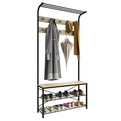 Schuhregal VCM "Metall Garderobe Kleiderständer Schuhregal Taliro", braun (honig, eiche), B:90cm T:30cm, Garderobenpaneele, Schuhregal