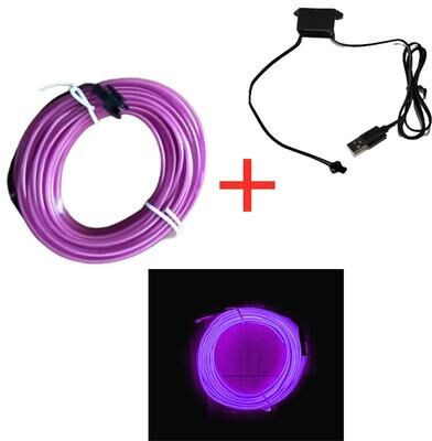 Inspired Living USB Neon LED Car Interior Light Strip Flexible Ambient Lighting usb drive 3 1m