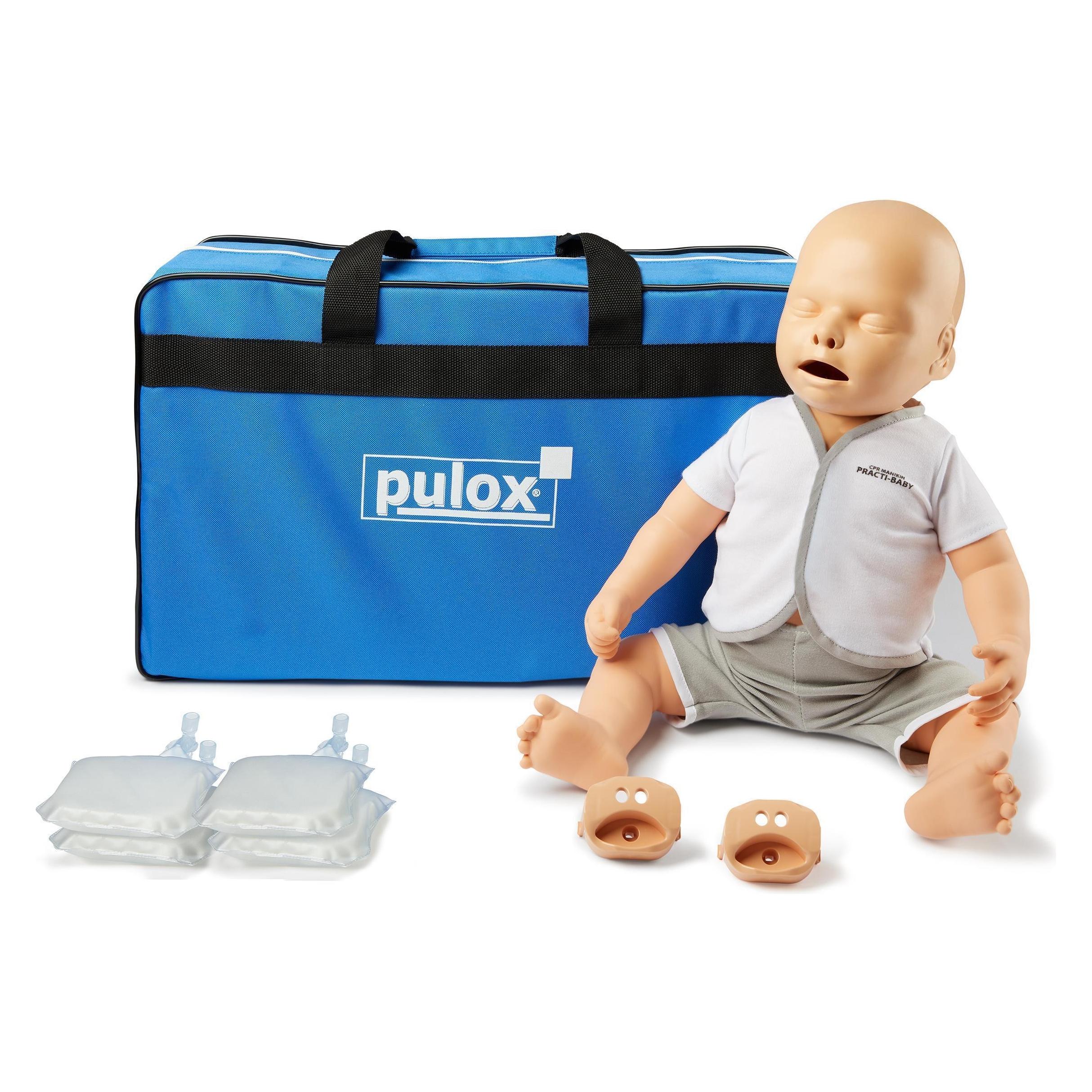 Pulox Reanimationspuppe Trainingspuppe Practi-Baby mit Gesichtsmaske, 4 Luftbeuteln und Tragetasche (Erste Hilfe Set Zubehör) (17524624)