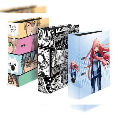 Falken 21002208 Motivordner Manga sortiert DIN A4, Rückenbreite 8cm, schwarzer Innenspiegel, Griffloch - Motiv