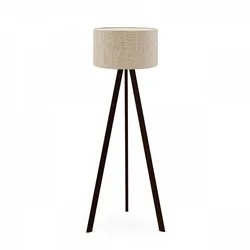 WellHome - Stehlampe 38x21x140cm aus PVC und Holz in Beige - E27