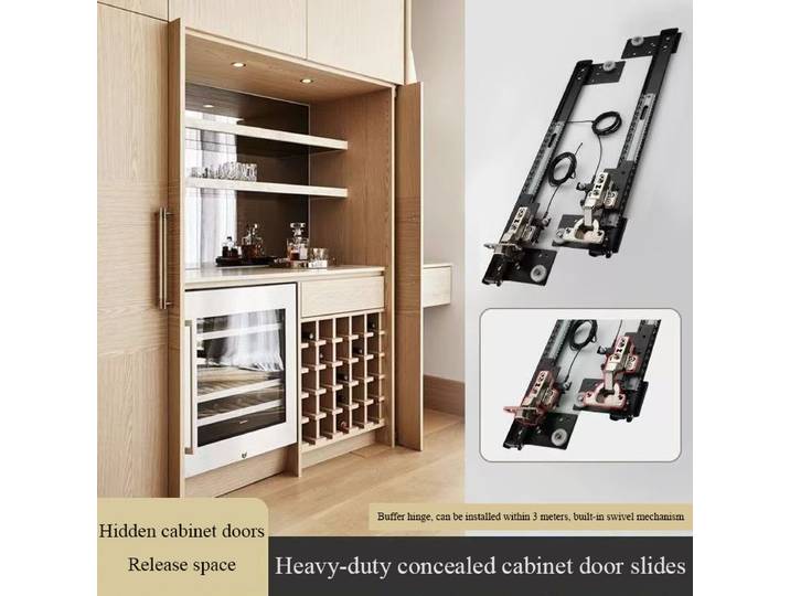 Rails coulissants dissimulés pour armoire de 12 à 22 pouces, charnières et accessoires de quincaillerie pour portes de placard à insertion inversée montées latéralement